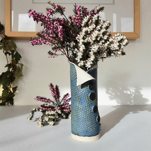 Blue Ceramic Wrap-around Vase